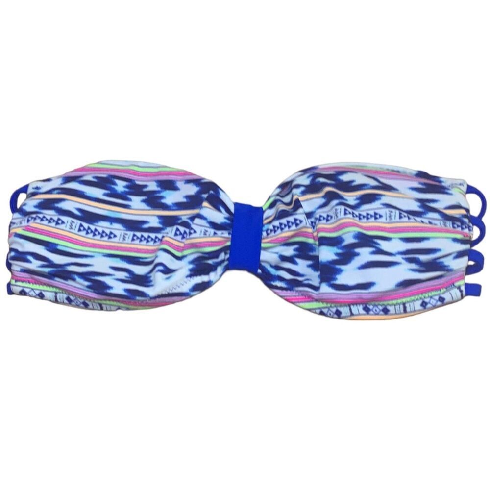 Victoria's Secret PINK Tribal Print Bandeau Bikini Top Blue Size Extra Small XS